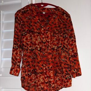 Hinge Vibrant Orange Floral Top
